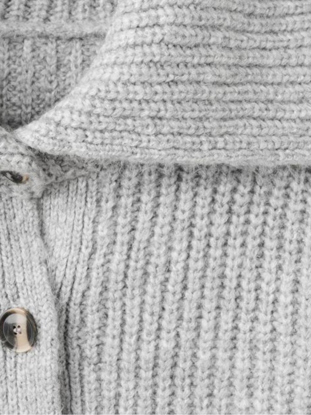 Mango Light Gray Ribbed Button Cardigan - Picture 2 of 5